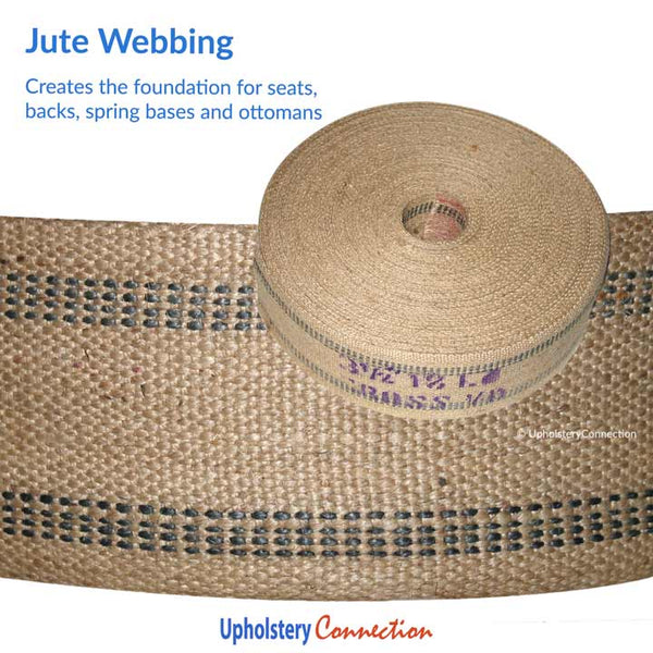 Upholstery Webbing Jute Black Stripe 3.5 Width, 9 lb Heavy Grade, 5 Yards