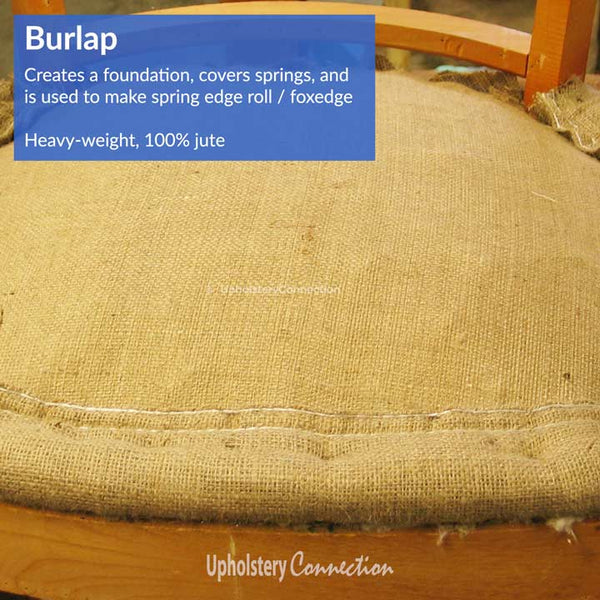 Burlap support on chair back