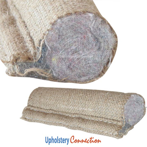 Burlap-wrapped poly fox edge for nice, comfortable, rounded edges on seats and rails