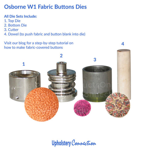 Make beautiful and functional fabric-covered buttons with the Osborne W1 machine and dies