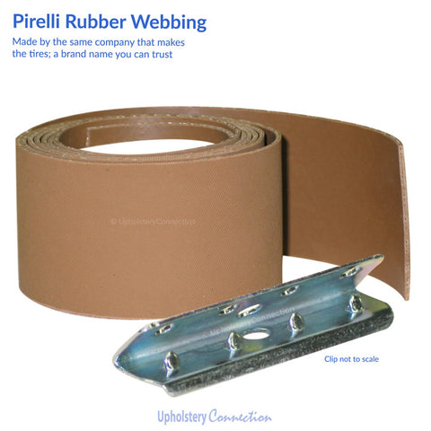Rubber webbing made by Pirelli – accept no substitutes!