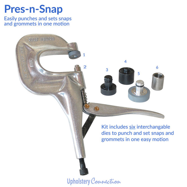 Easily set snaps and grommets in one, smooth step!